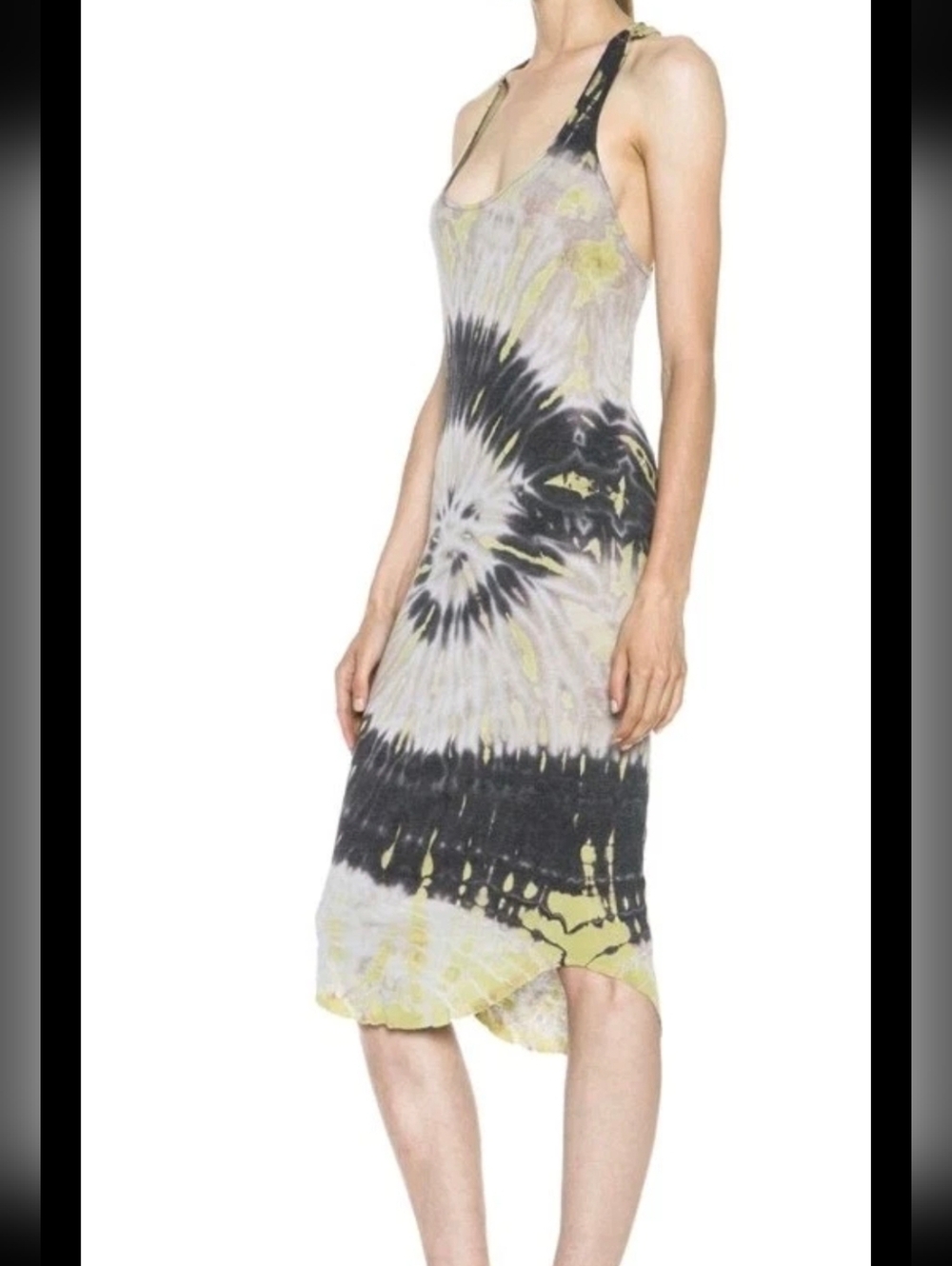 Raquel Allegra Tie Dye Deconstructed Cotton-Blend Rib Tank Dress Size 1
